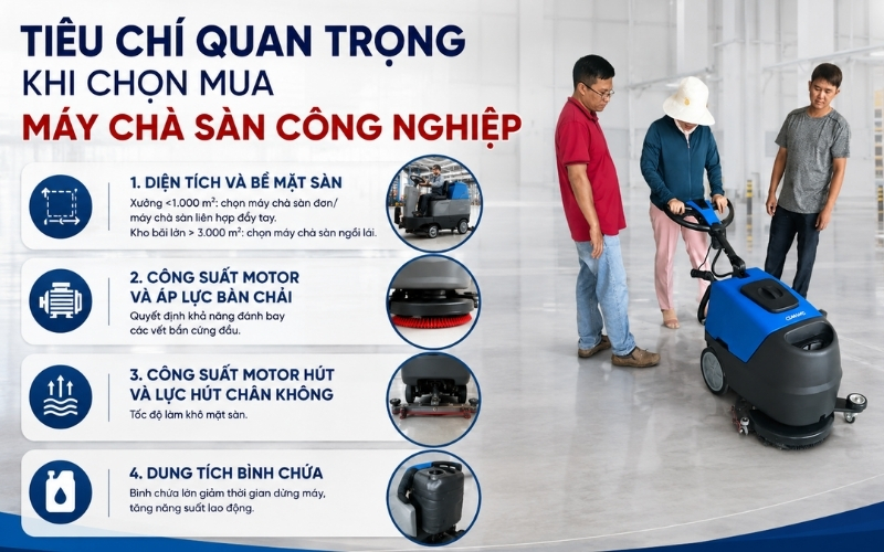 Tiêu chí quan trọng khi chọn mua máy chà sàn công nghiệp